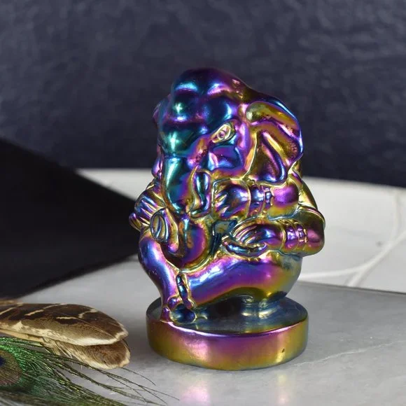 Rainbow Aura Obsidian Ganesha